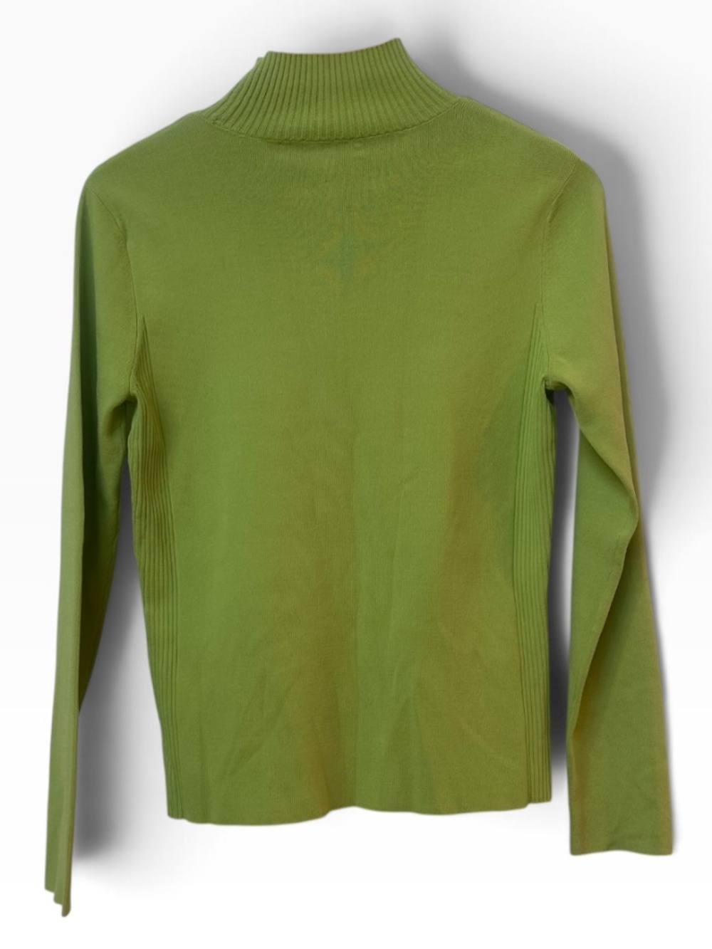 David Brooks Green Ribbed Knit Mock Neck Long Sleeve Sweater Top Size M